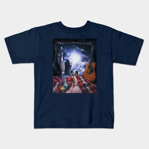 Space camping Kids T-Shirt by circlestances